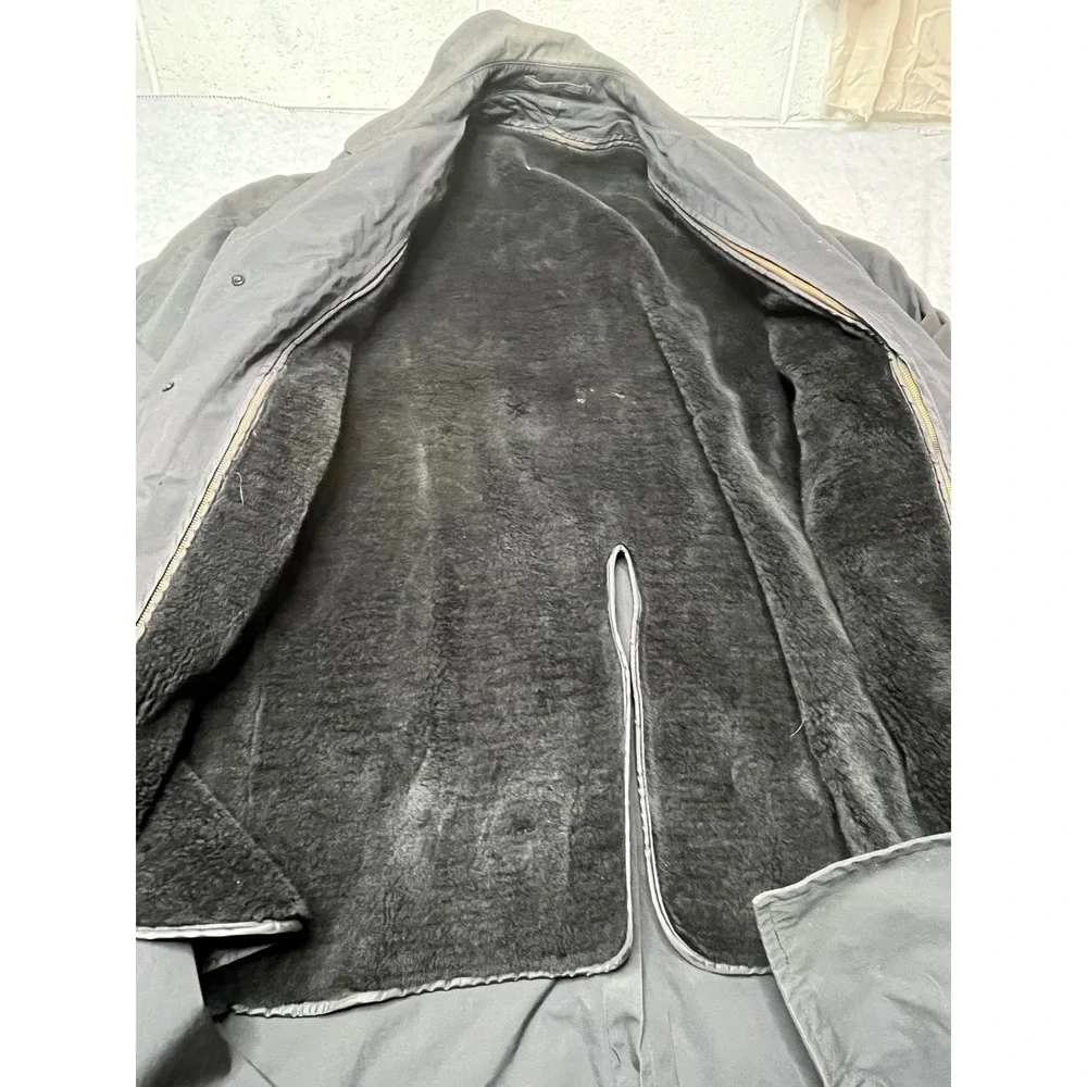 Vintage US Military All Weather‎ Trench Coat Black 46L fleece zip in Liner